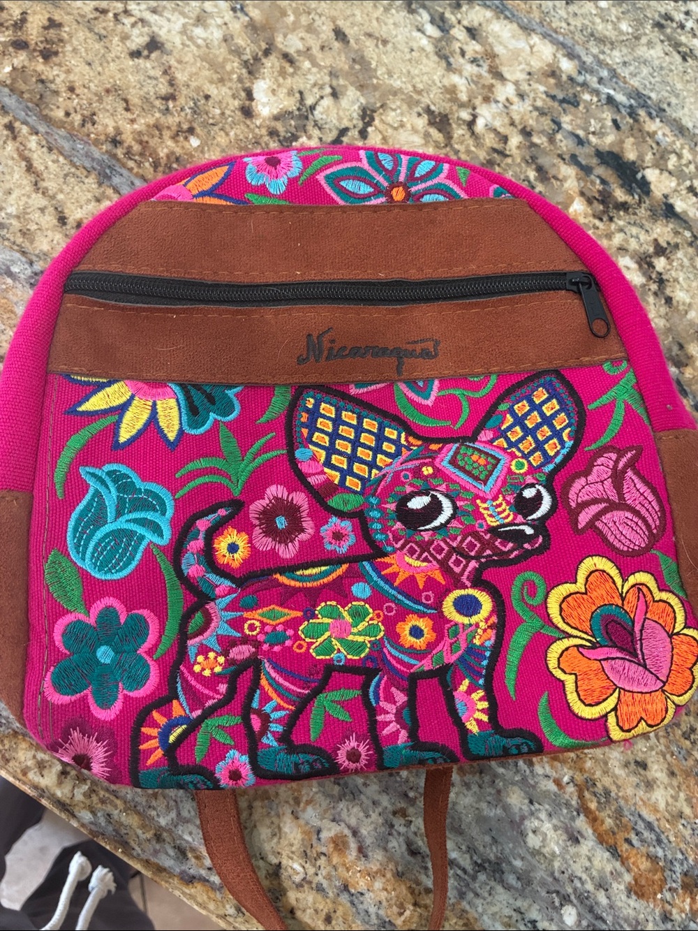 Magic Pink Embroidered Floral Animal Kids Backpack